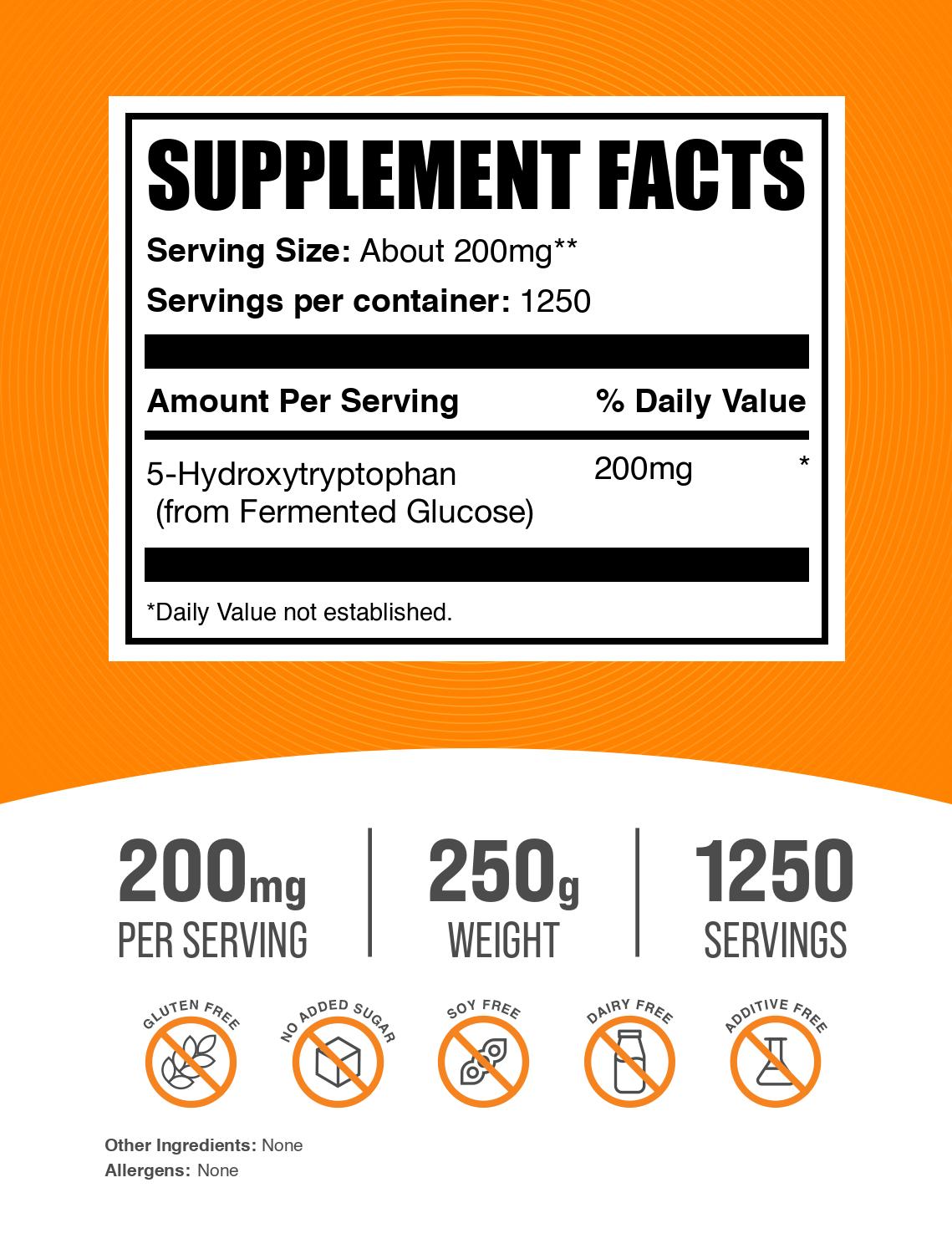 5-HTP Powder 250g Label