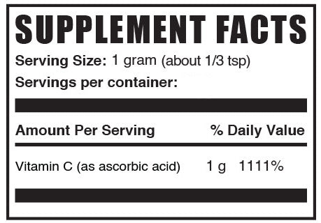 Ascorbic Acid Supplement Facts