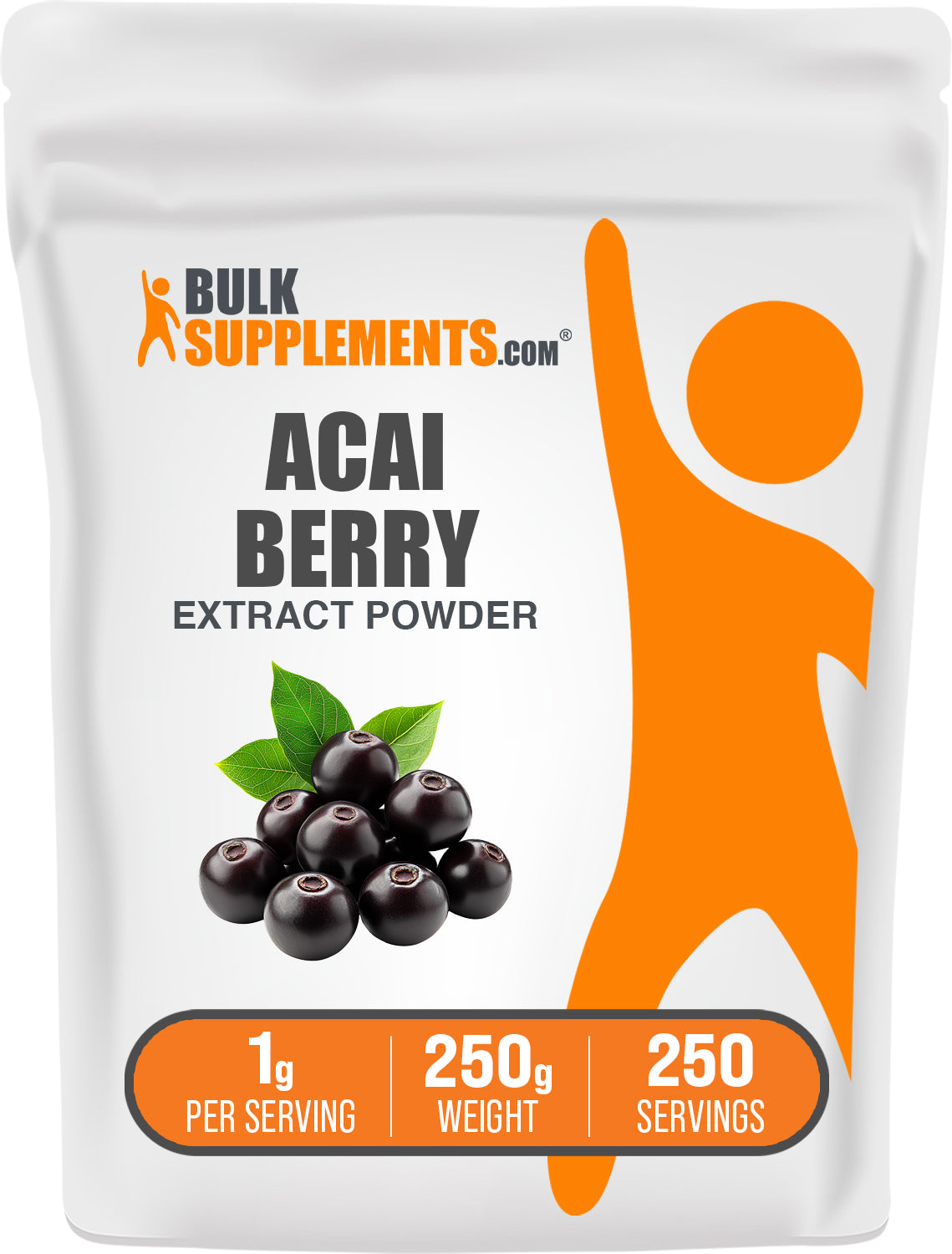 BulkSupplements.com Acai Berry Extract Powder 250g bag image