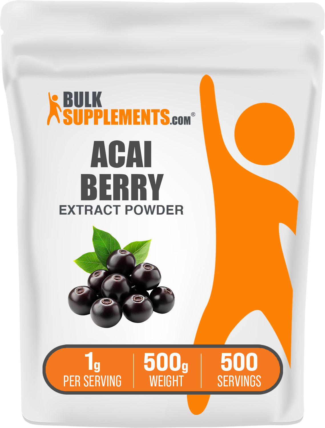 BulkSupplements.com Acai Berry Extract Powder 500g bag image