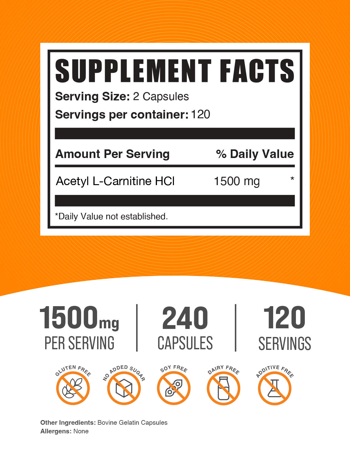 ALCAR HCl 240 capsules label