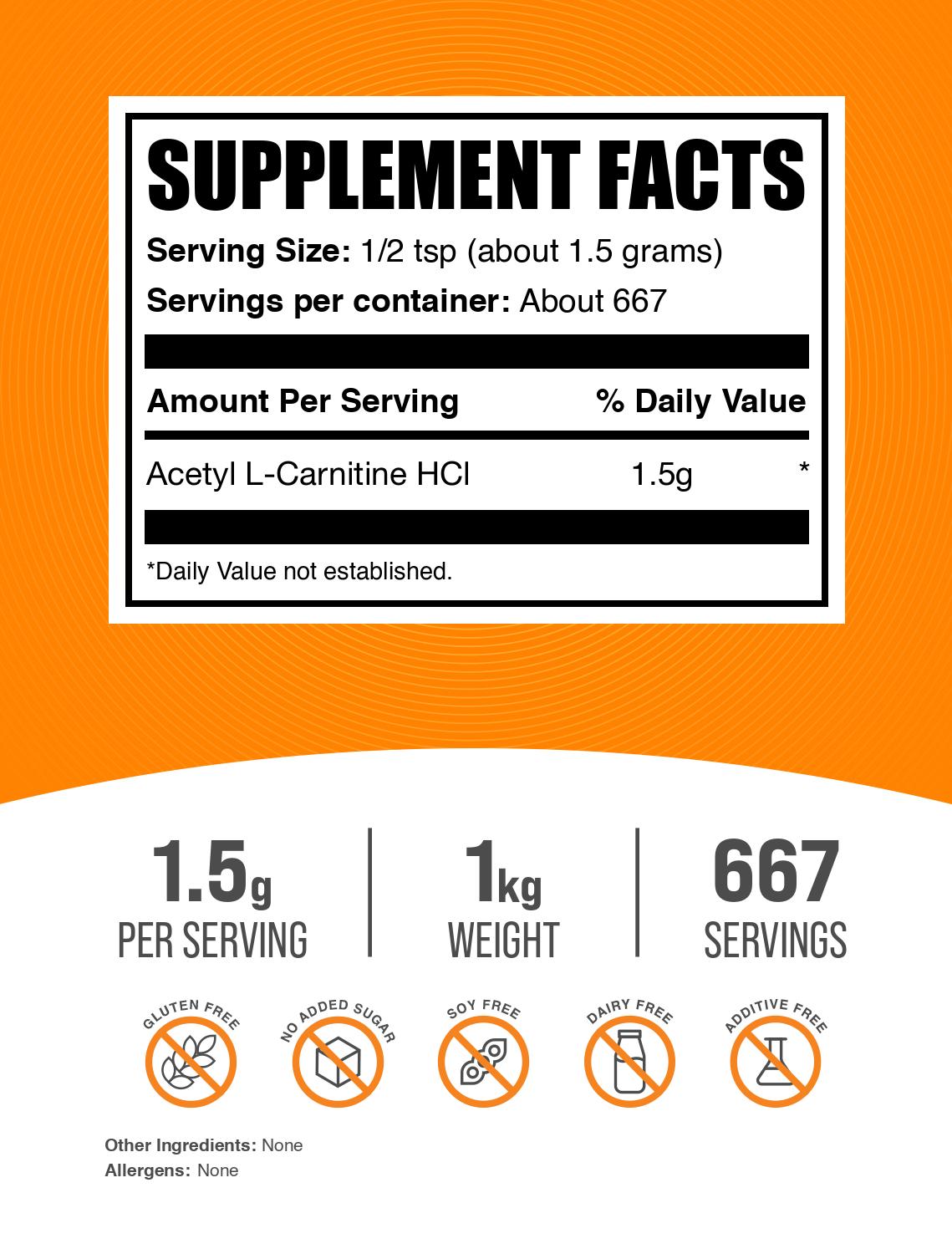 Acetyl L-Carnitine HCl powder label 1kg