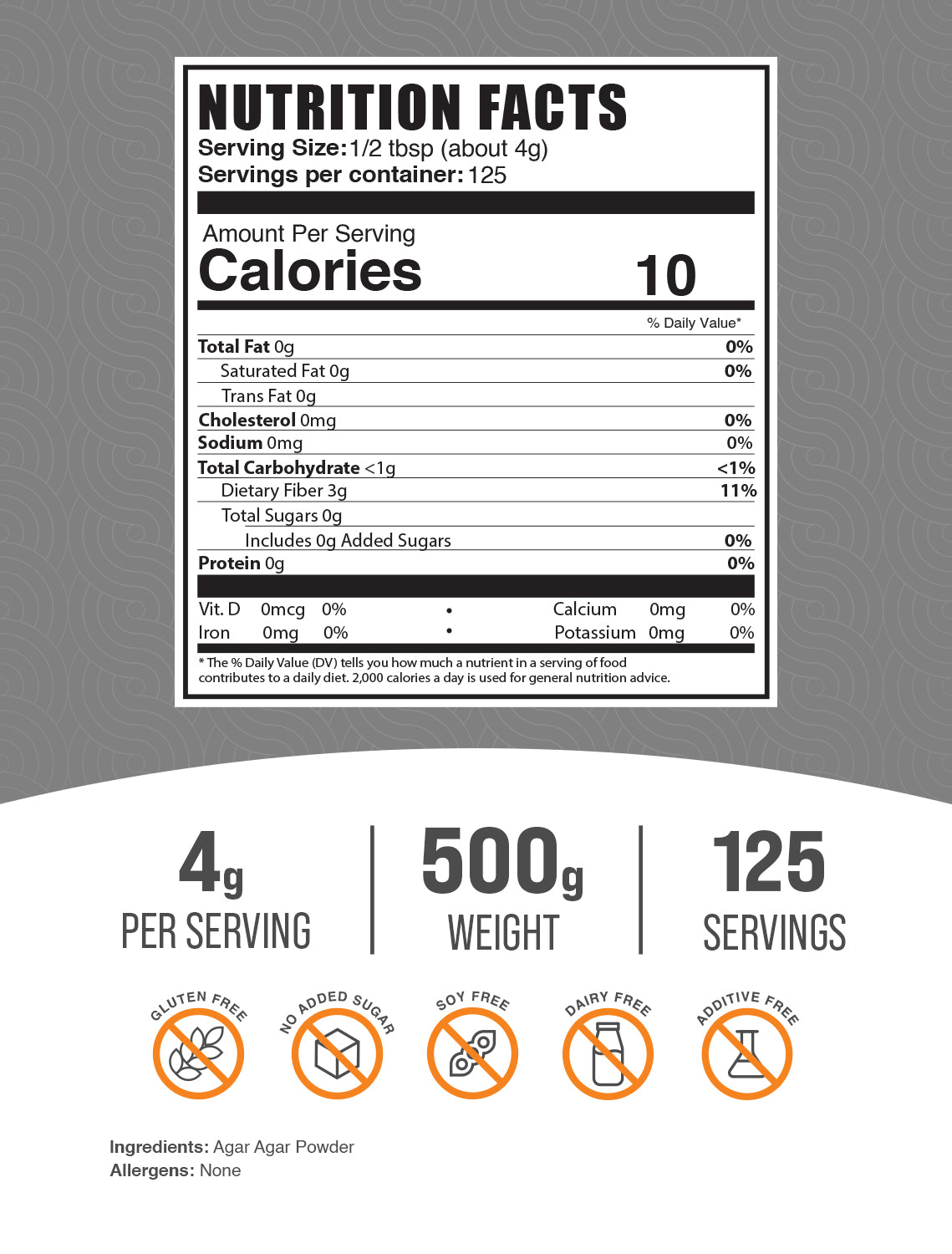 Agar agar powder label 500g