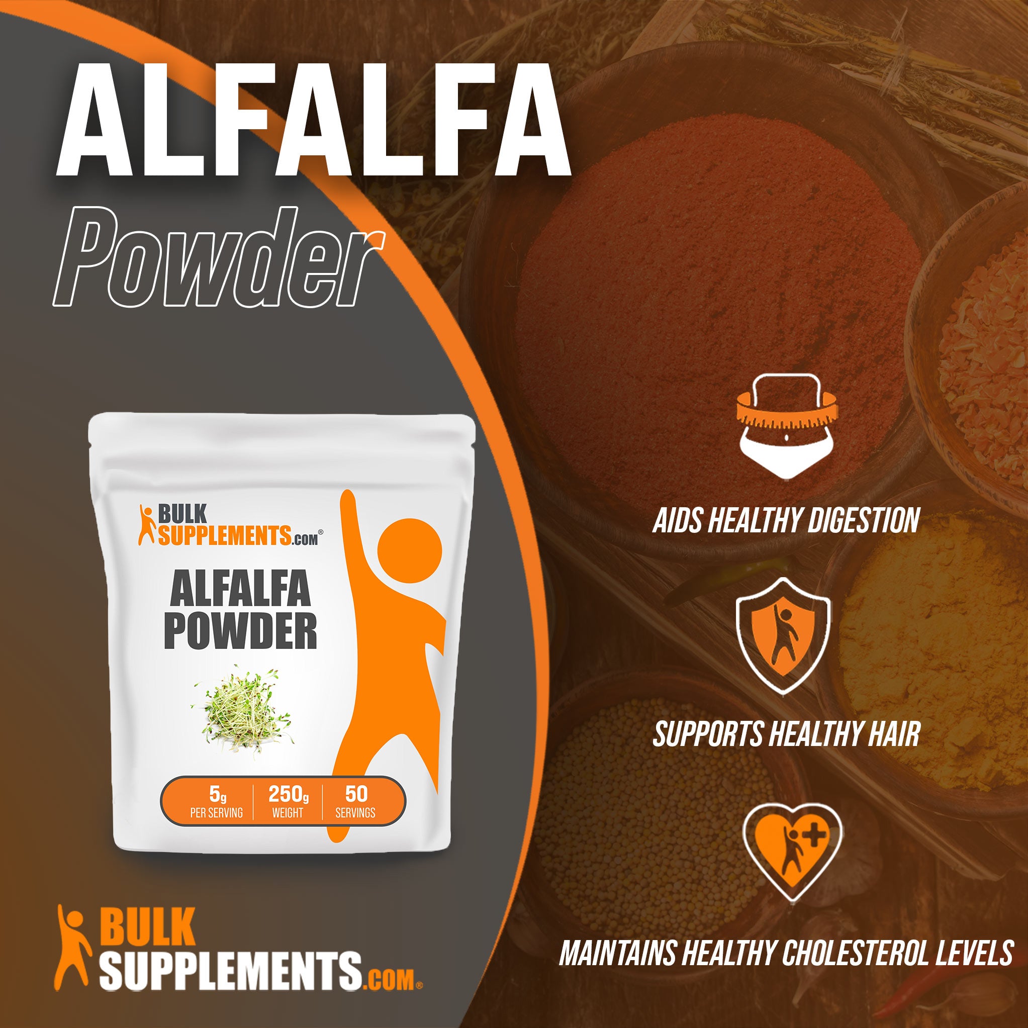 Alfalfa Powder for healthy hair and cholesterol 