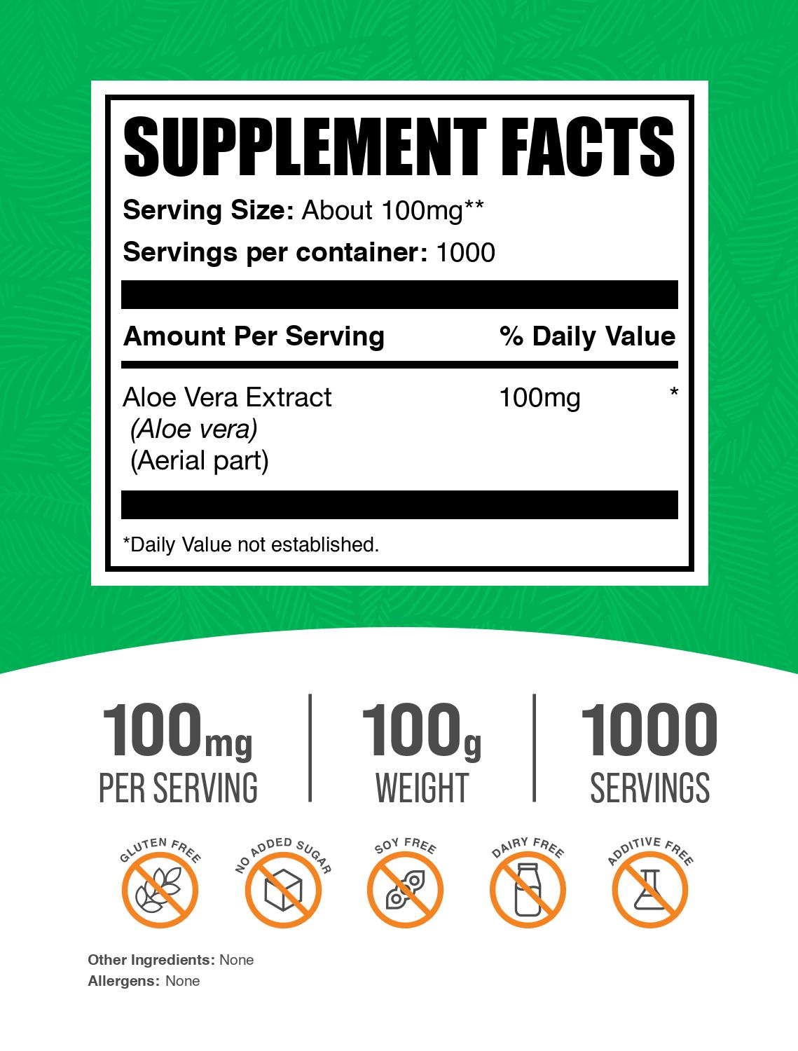 Aloe Vera extract powder label 100g