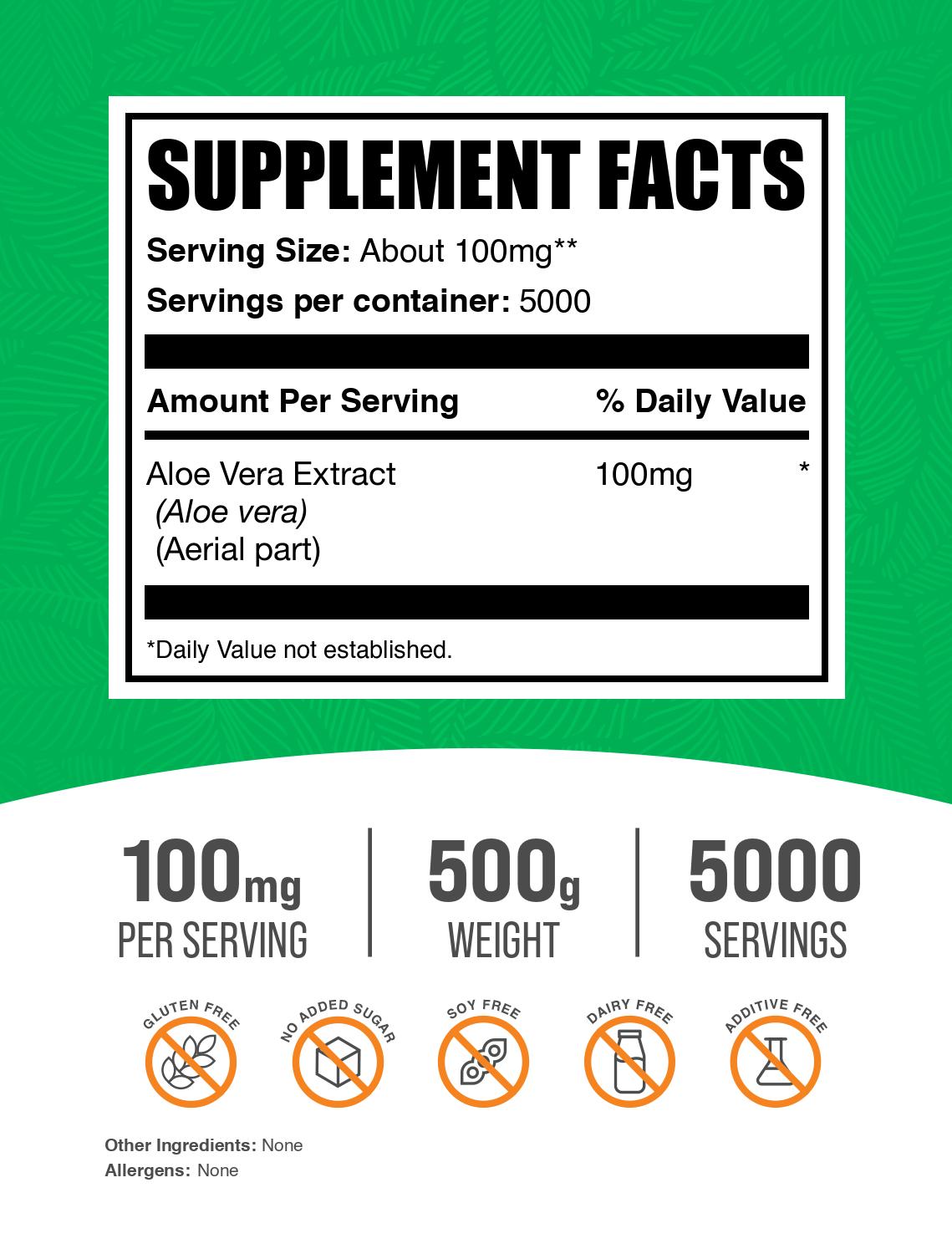 Aloe Vera extract powder label 500g