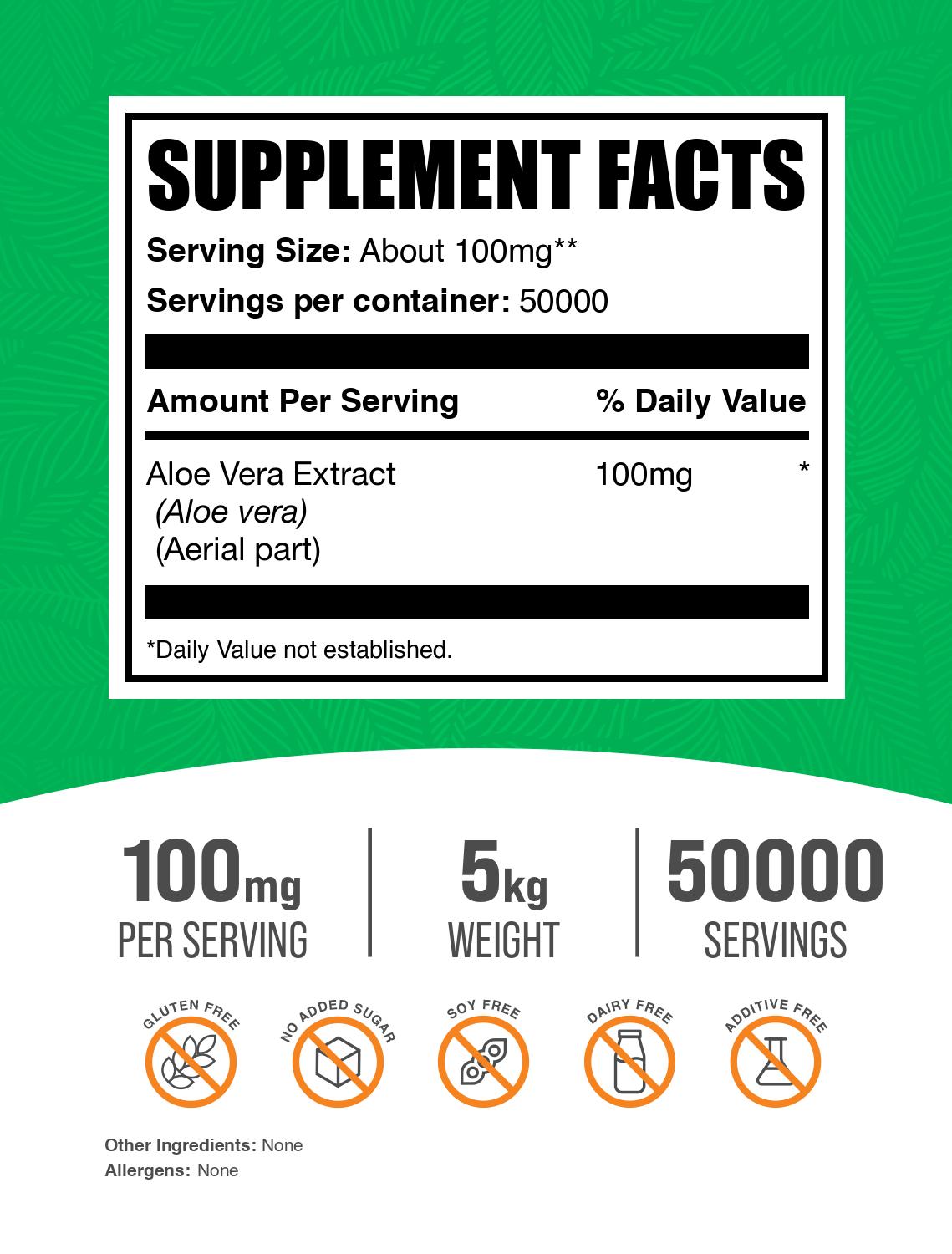Aloe Vera extract powder label 5kg