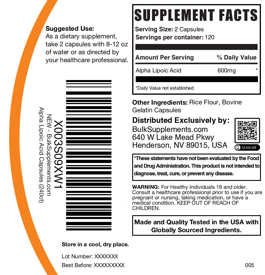 ALA 240 capsules label