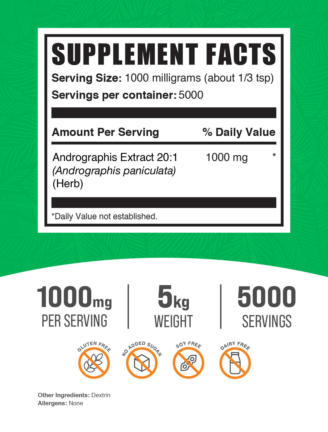 Andrographis extract 5kg label