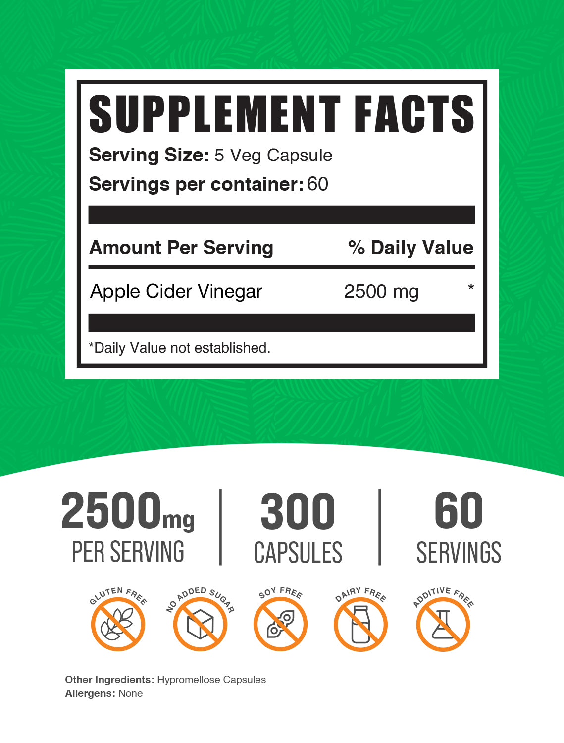 Apple Cider Vinegar 300ct Label