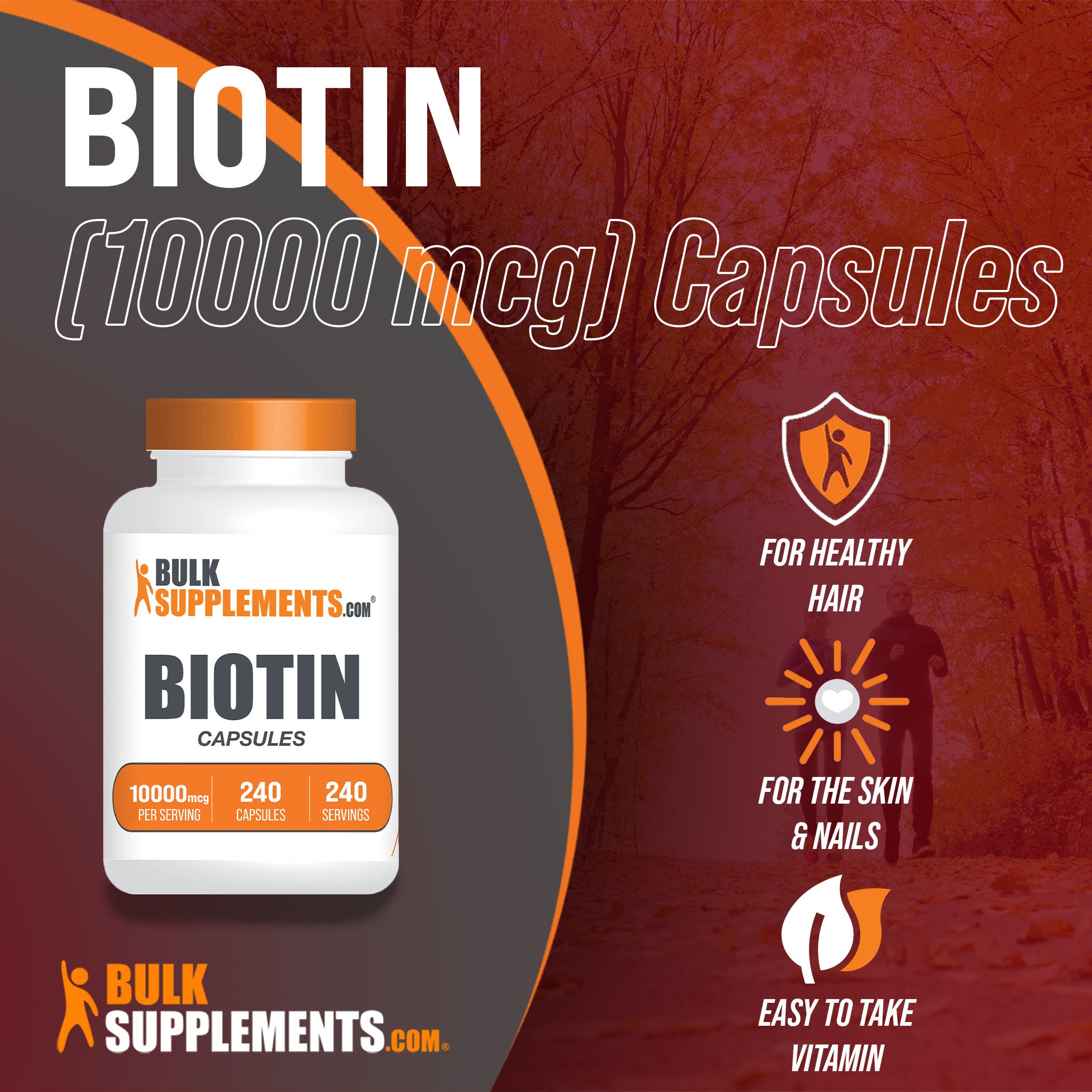 240ct biotin supplement benefiting hair skin and nails for women