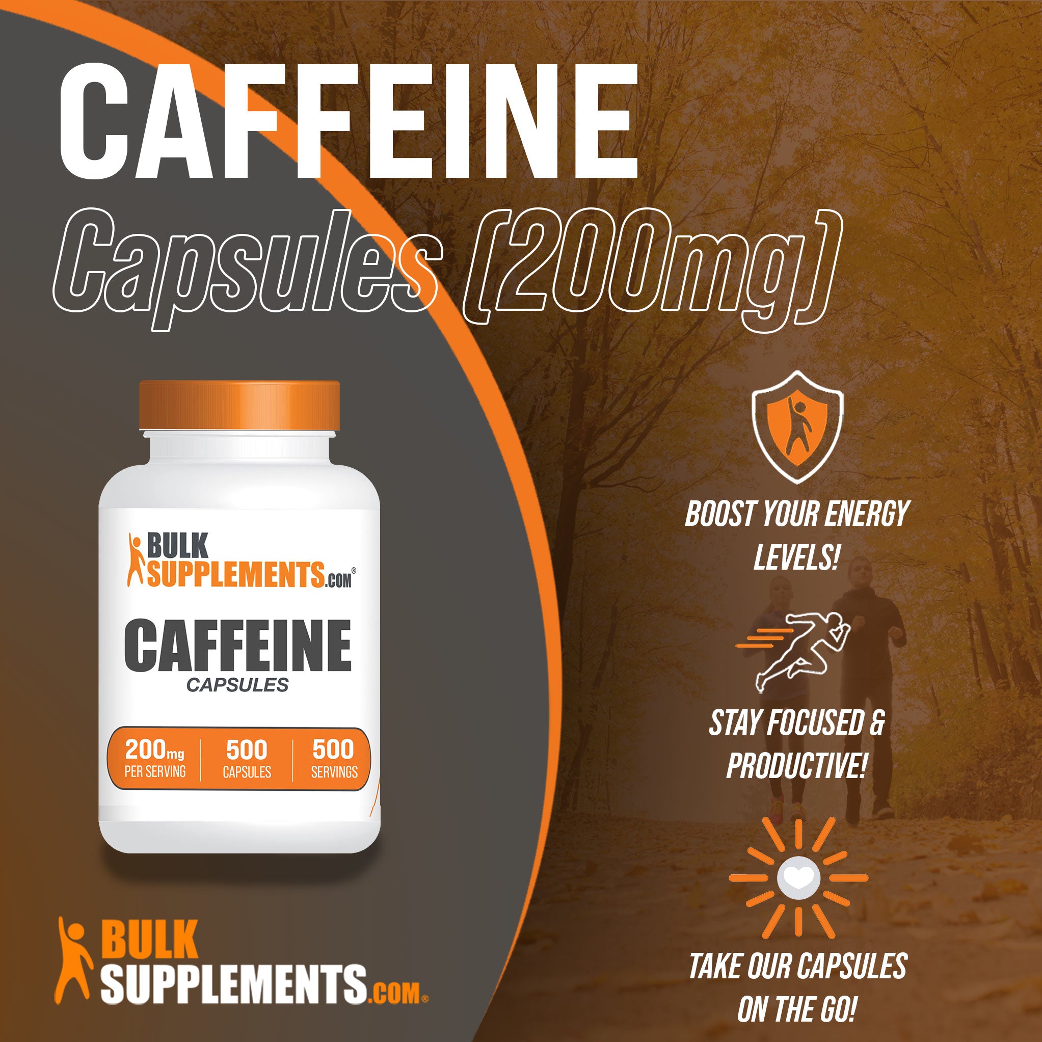 200mg, 500 caffeine pills for energy boosts!