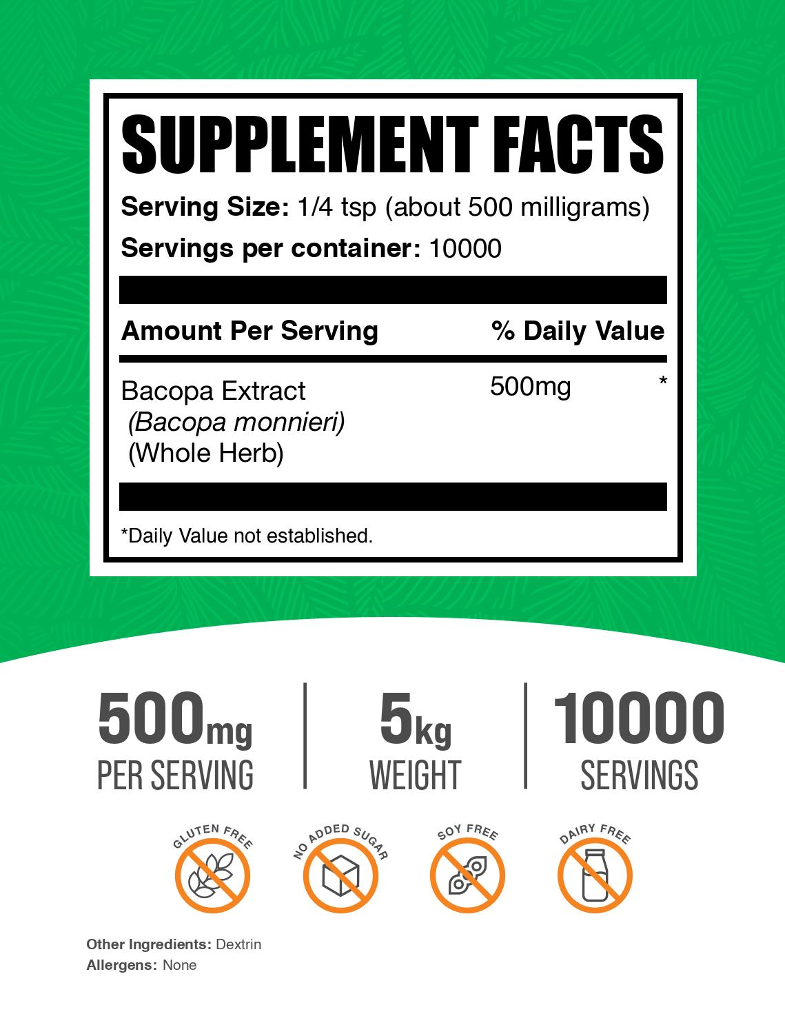 Bacopa Extract Powder 5kg Label