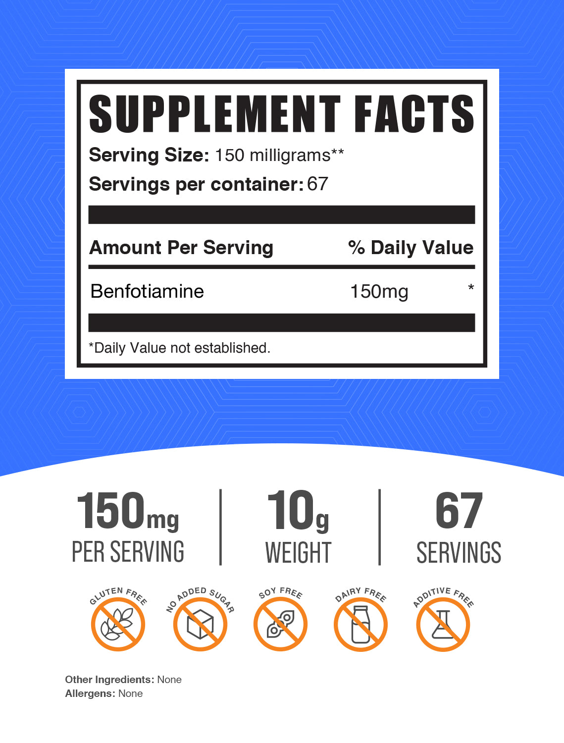 Benfotiamine powder 10g label