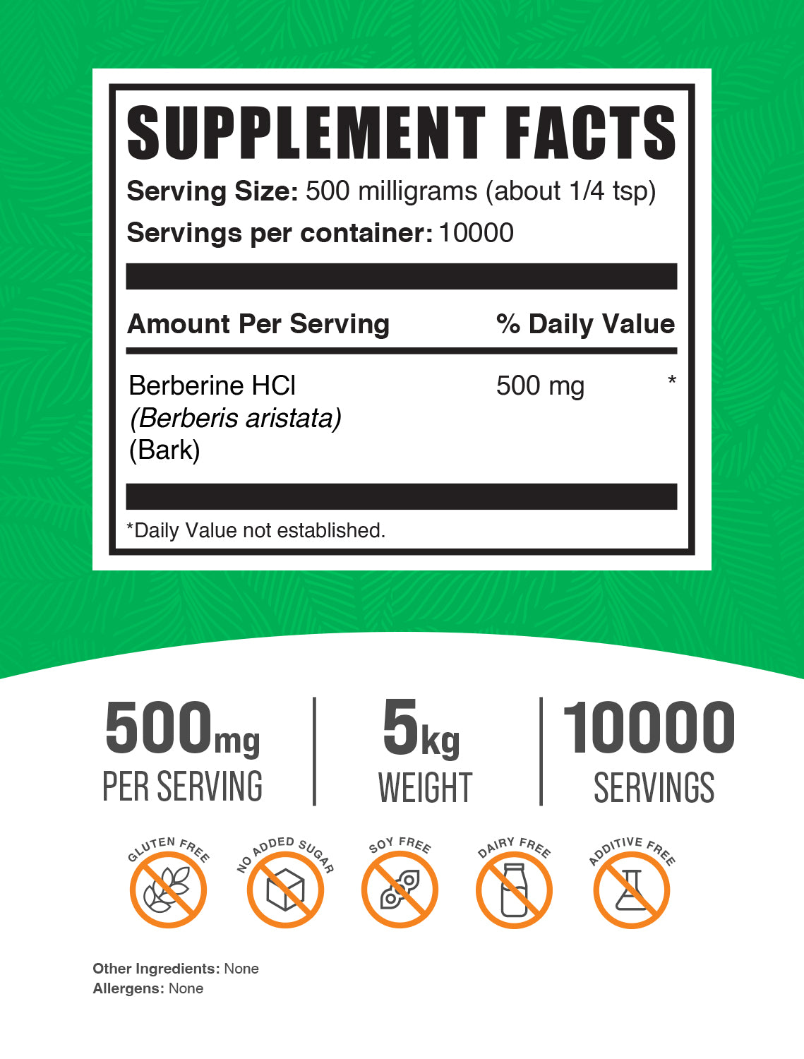 Berberine HCL 5kg Label