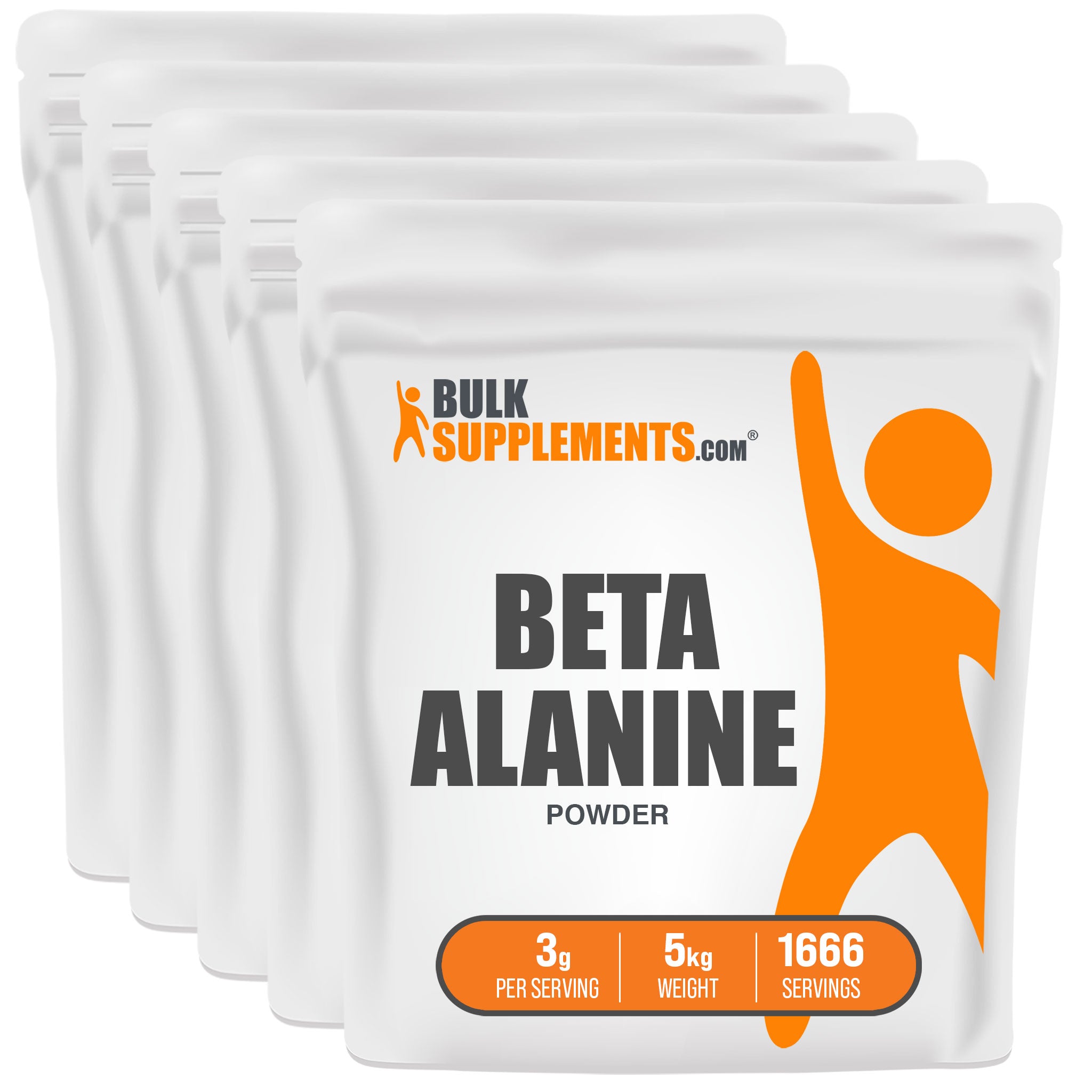 Beta Alanine Powder Bulk Pack of five 1kg Bags with a total of 1666 servings