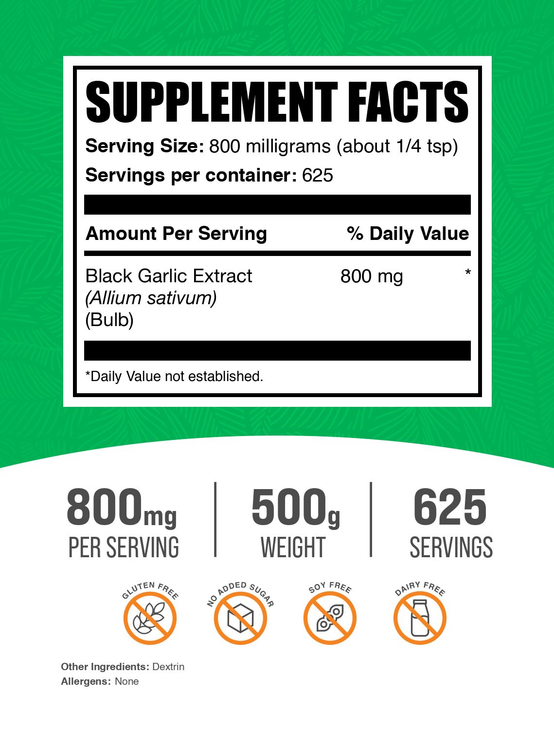 Black Garlic Extract powder label 500g