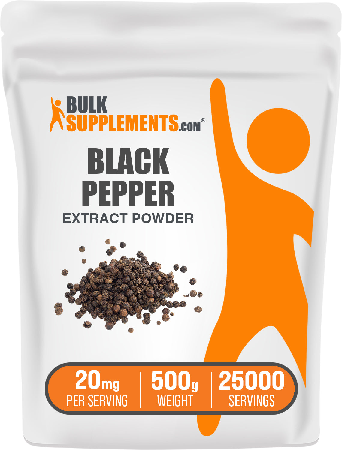 BulkSupplements.com Black Pepper Extract Powder 500g bag image