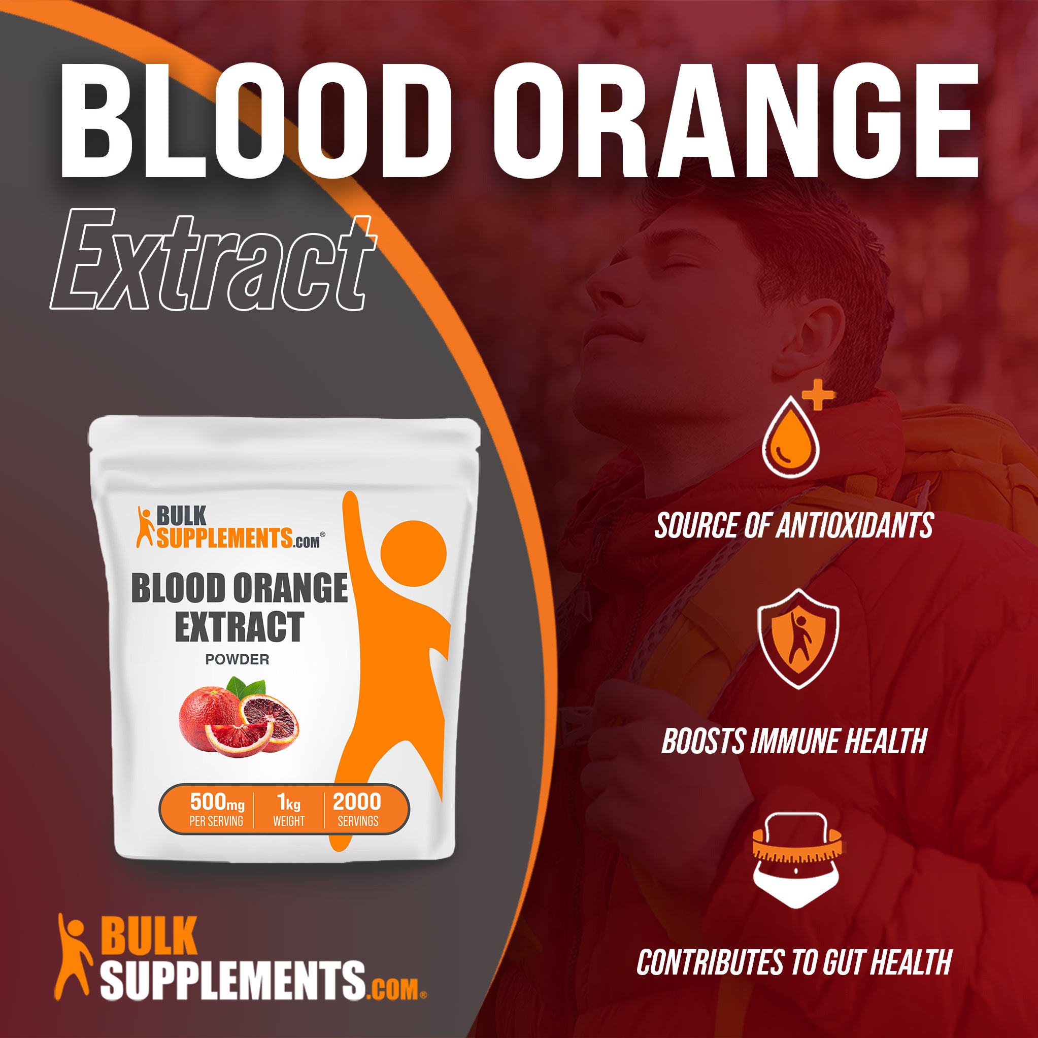 Benefits of Blood Orange Extract; source of antioxidants, boosts immune health, contributes to gut health