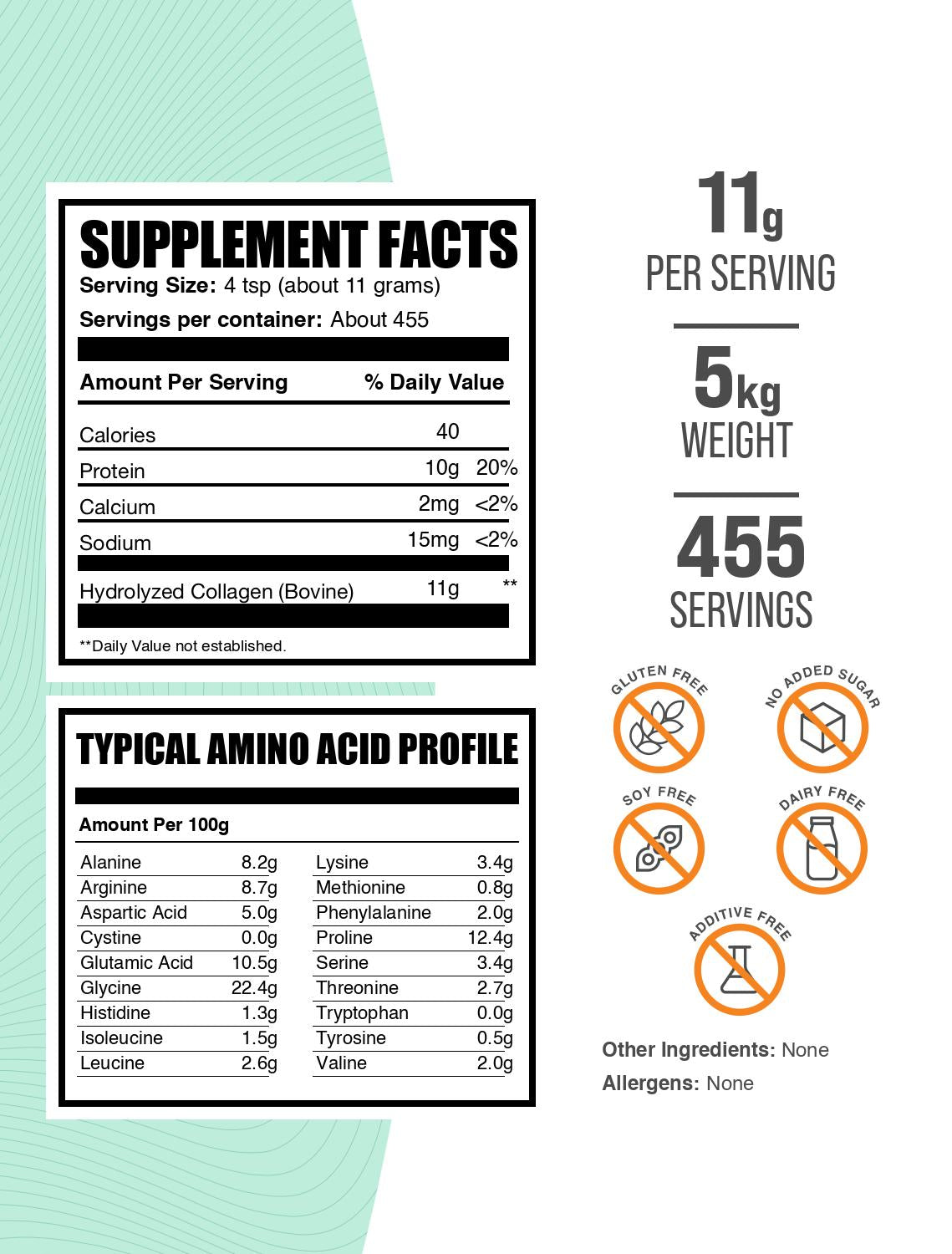 Collagen peptides powder label 5kg