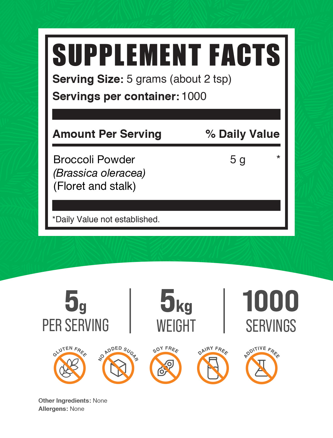 Broccoli Powder 5kg label