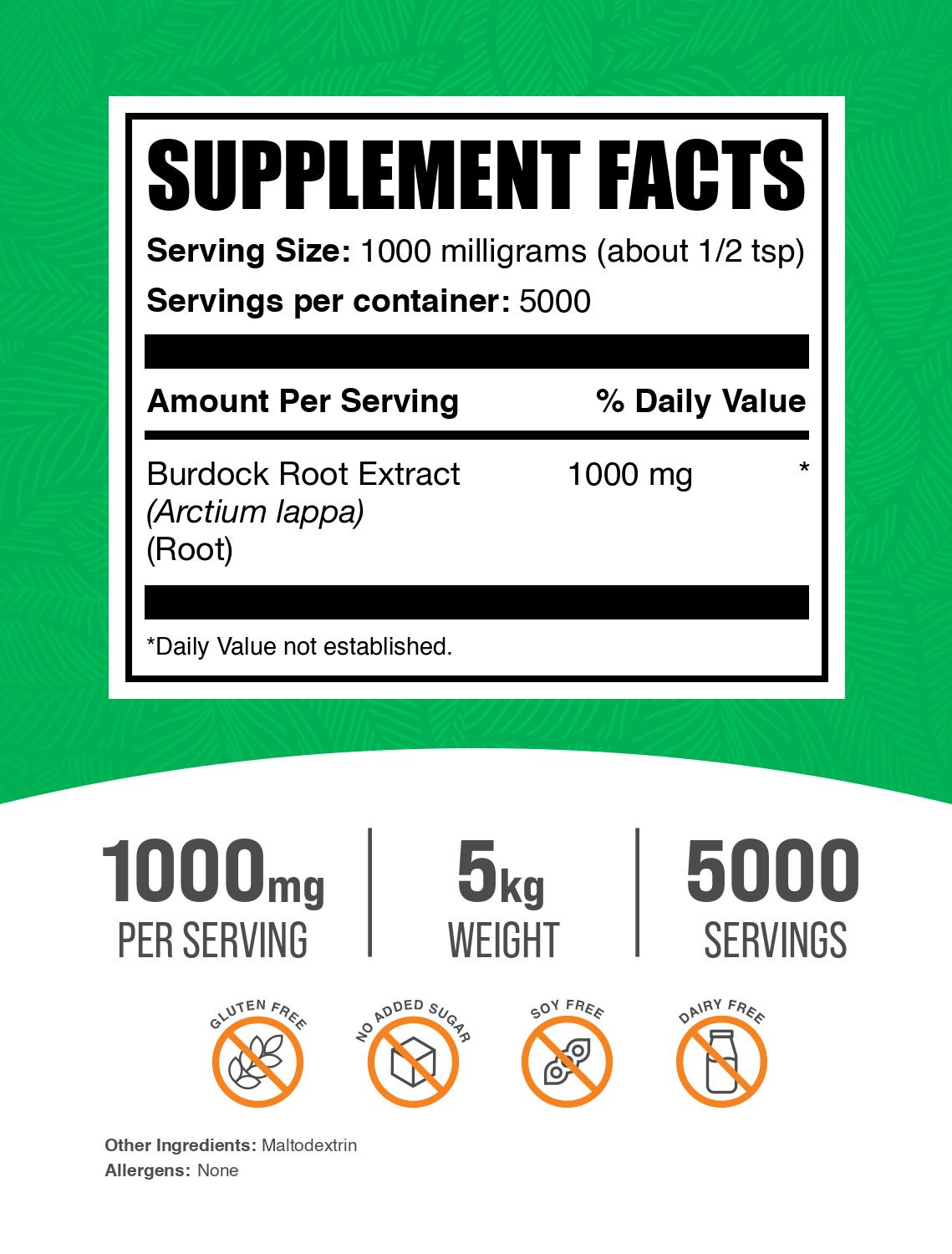 Burdock Root Extract powder label 5kg