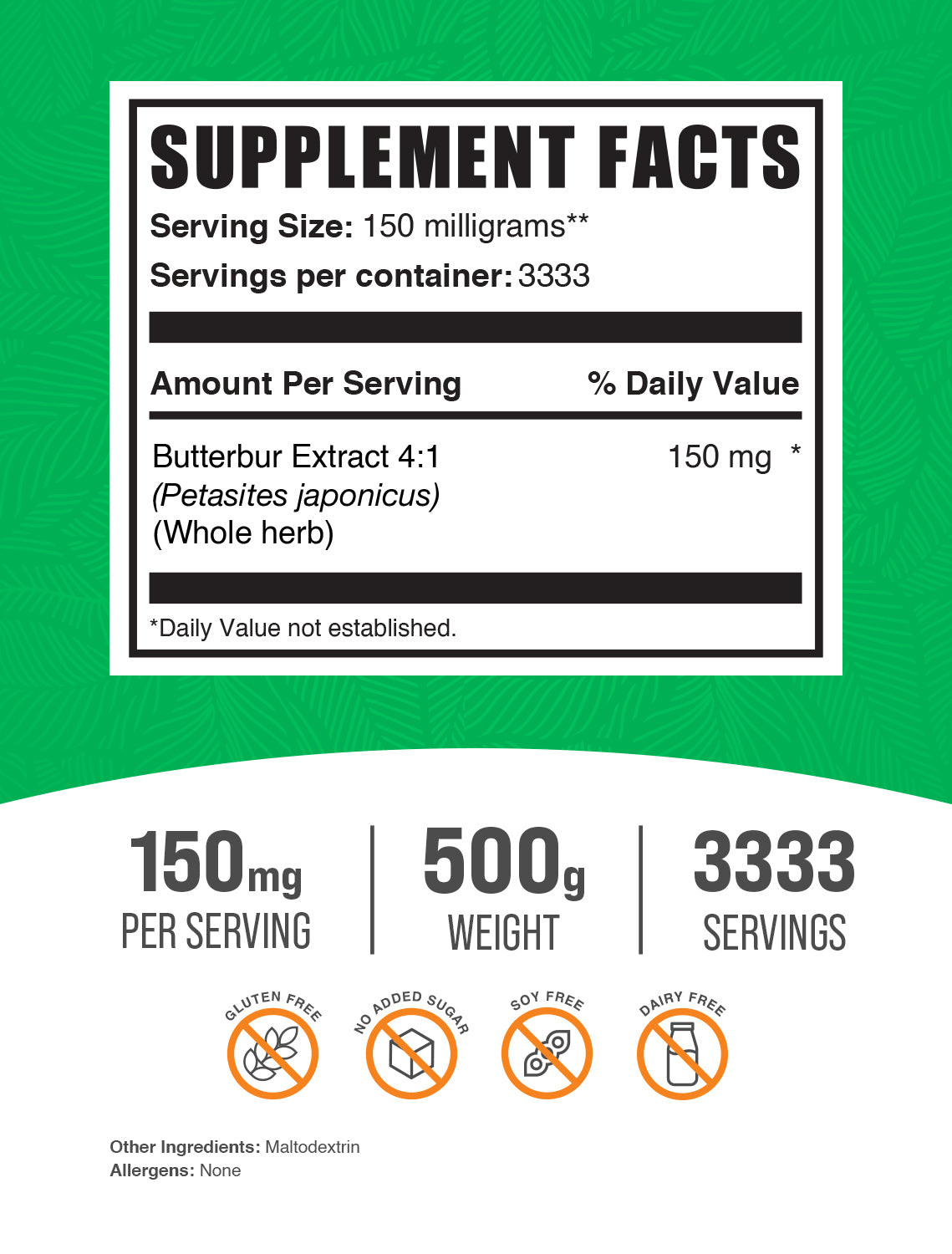 butterbur extract supplement facts 500g