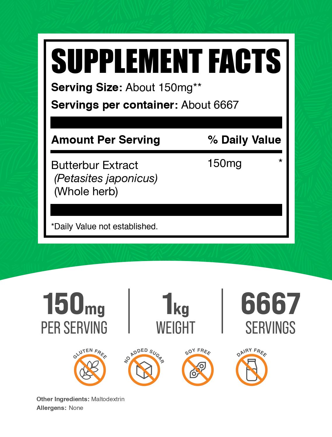 Butterbur extract powder label 1kg