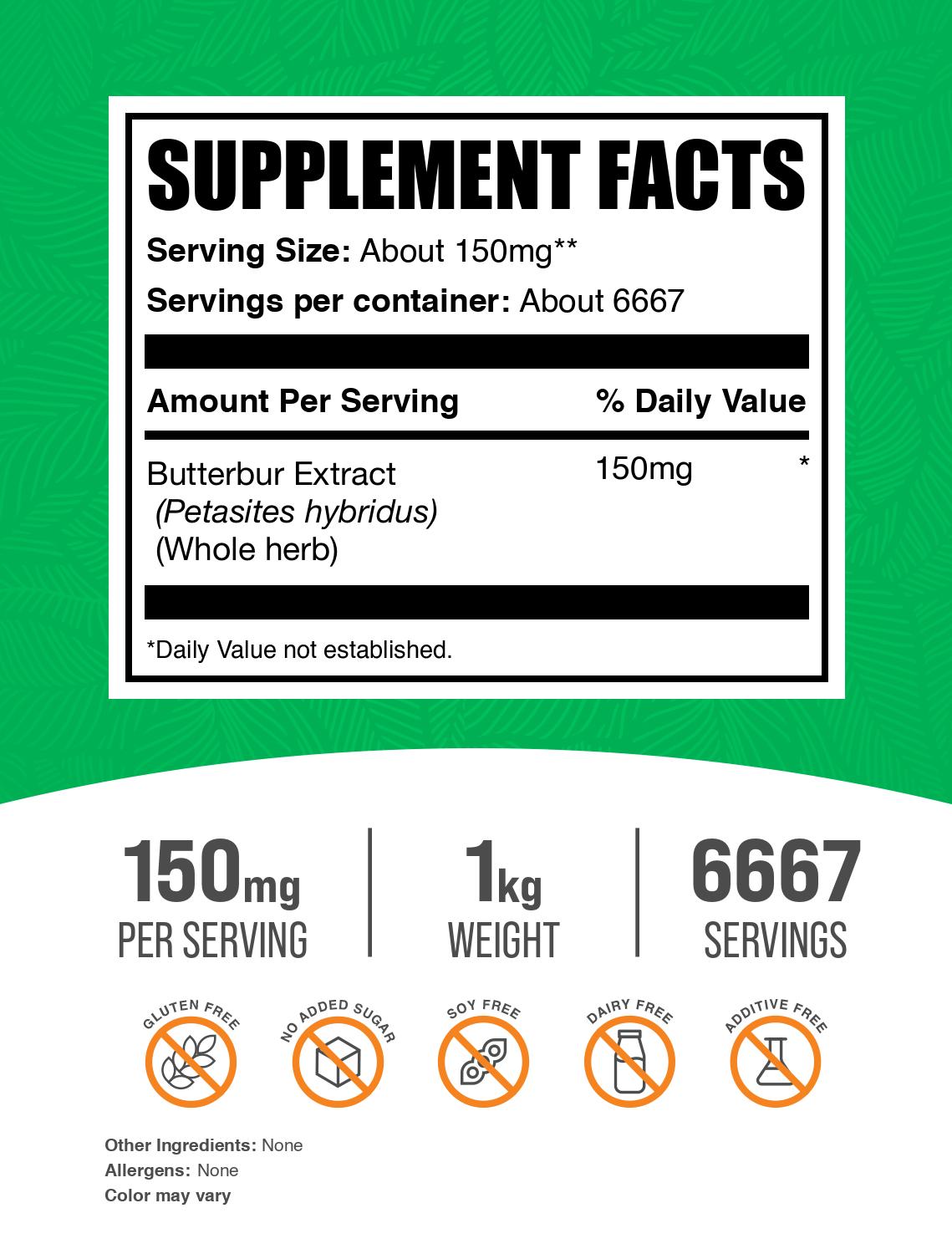 Butterbur Extract Powder 1kg Label