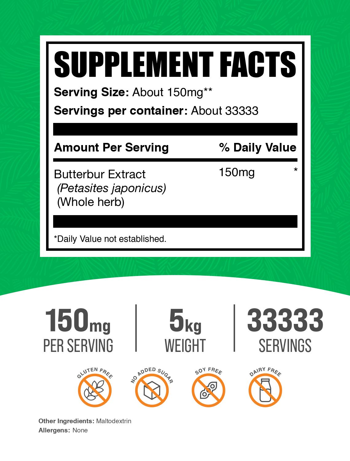 Butterbur extract powder label 5kg
