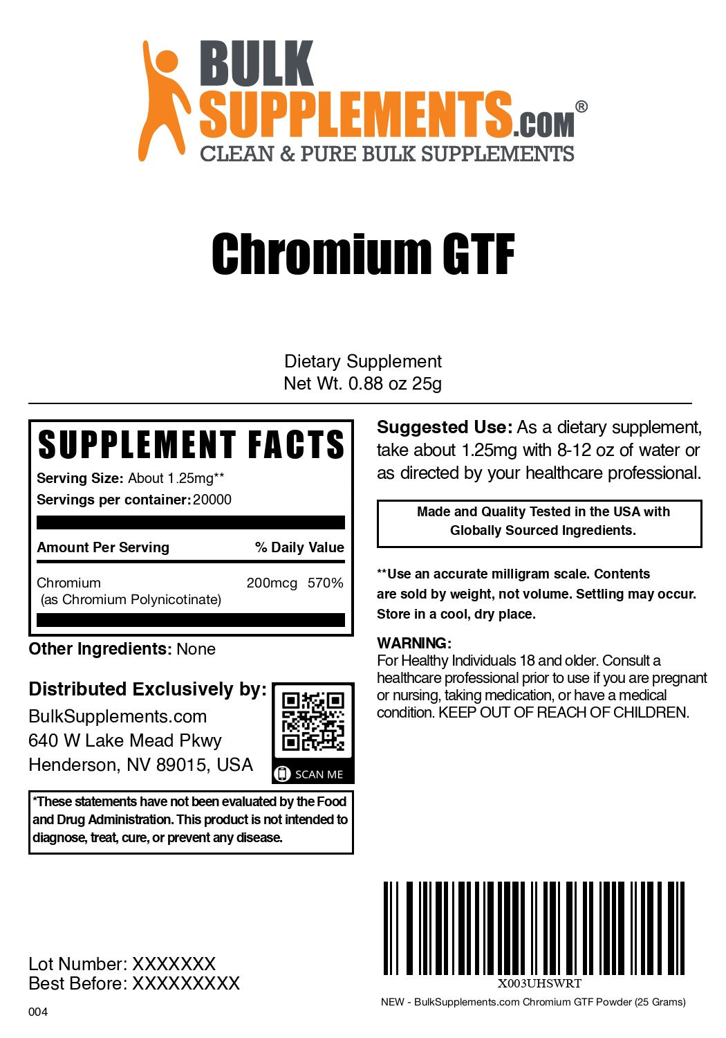 Chromium GTF Powder 25g label