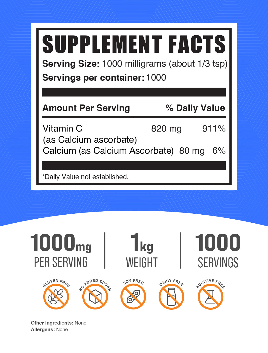 calcium ascorbate supplement facts 1kg