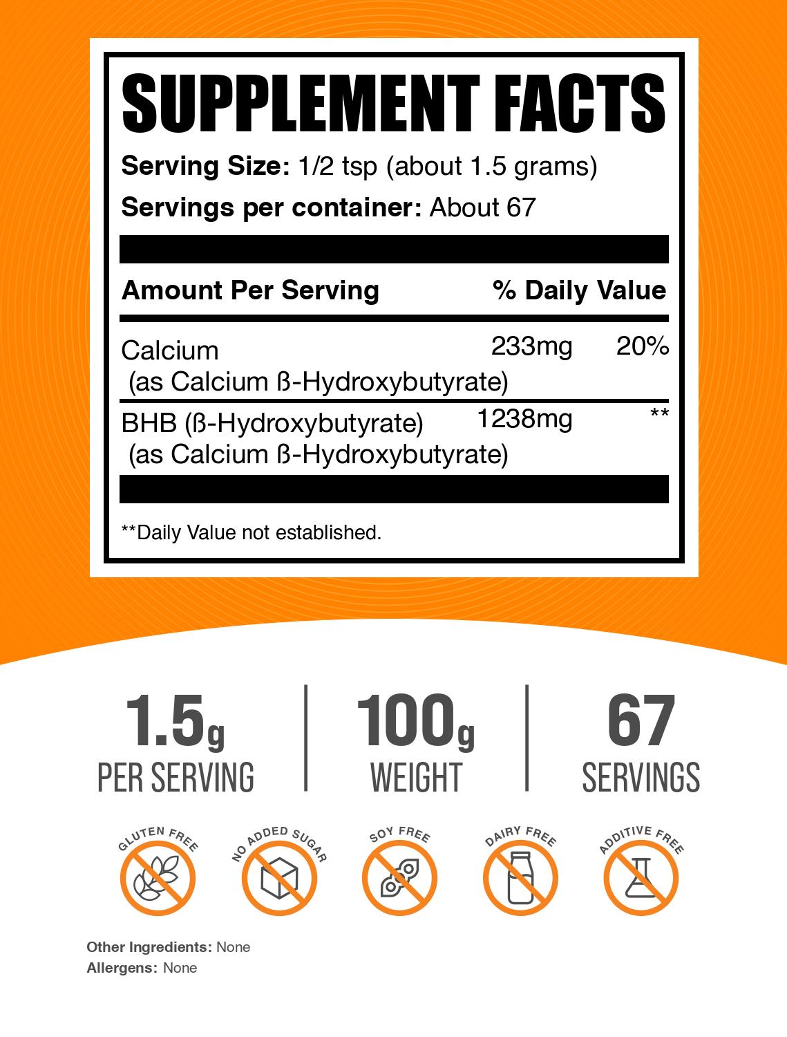 Calcium BHB powder label 100g
