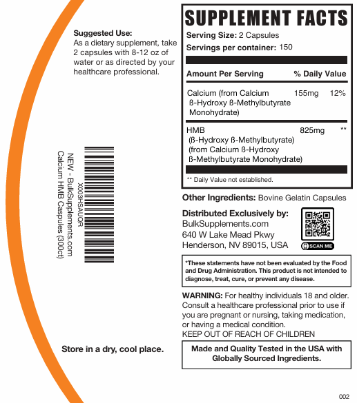 Calcium HMB Capsules 300ct Plain Label