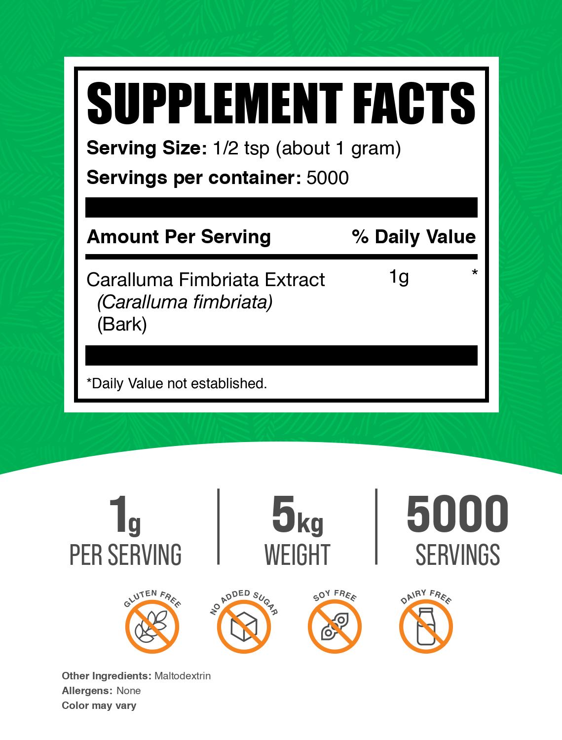 Caralluma Fimbriata Extract Powder 5kg Label