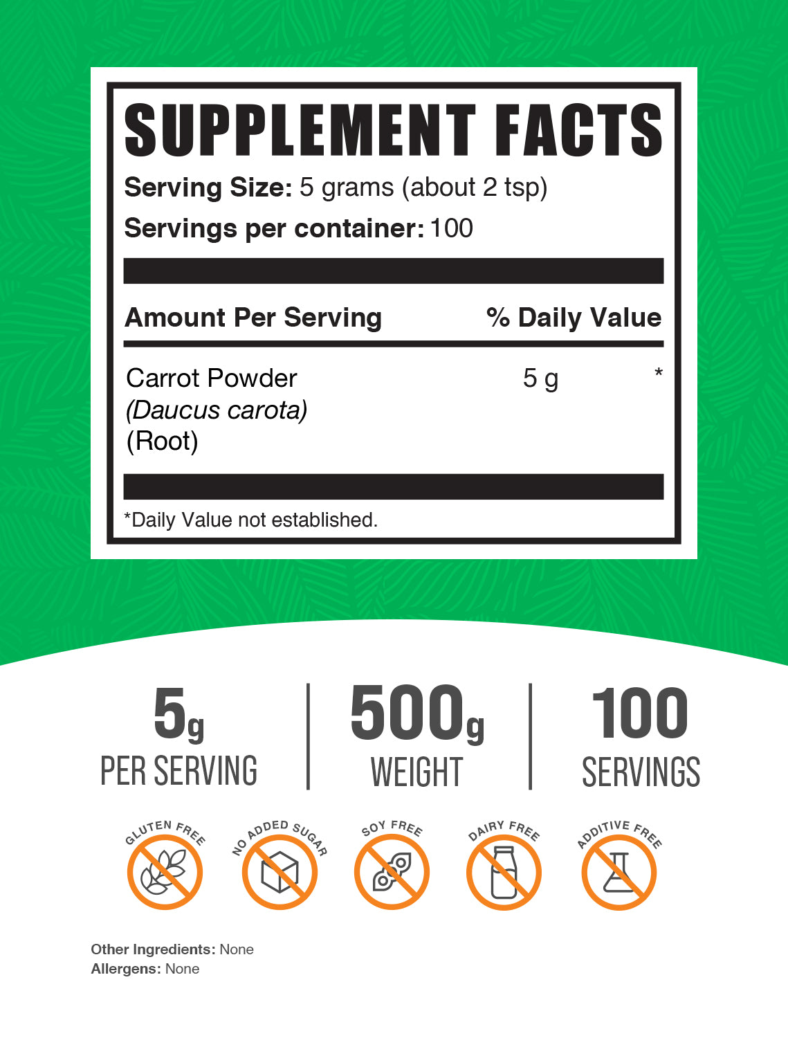 Carrot Powder 500g label