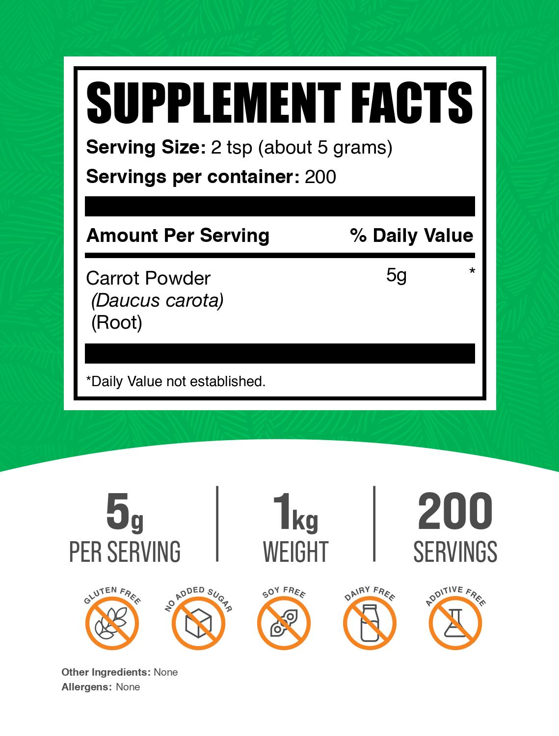 Carrot powder label 1kg