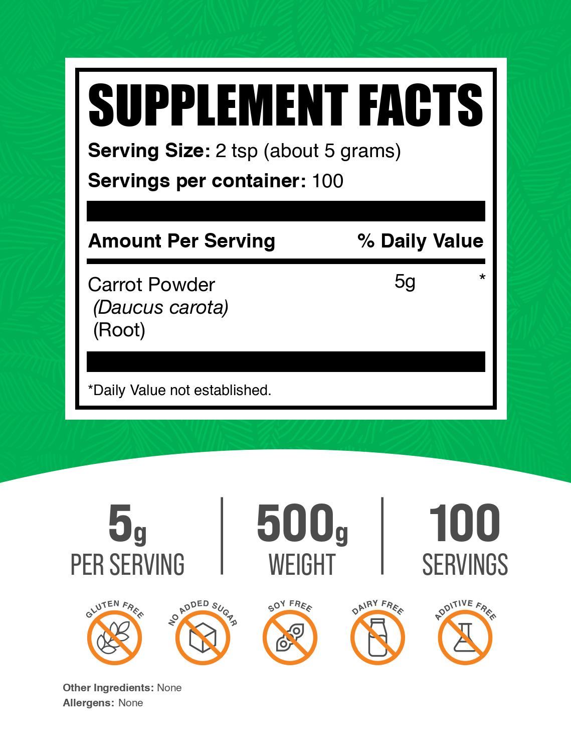 Carrot powder label 500g