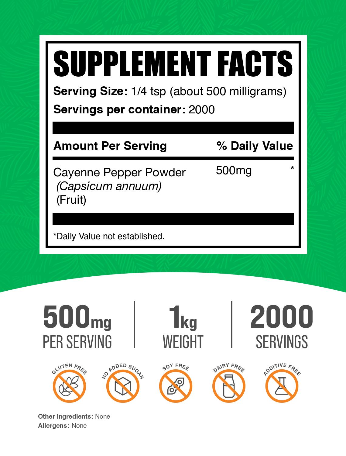Cayenne pepper 40000 HU powder label 1kg