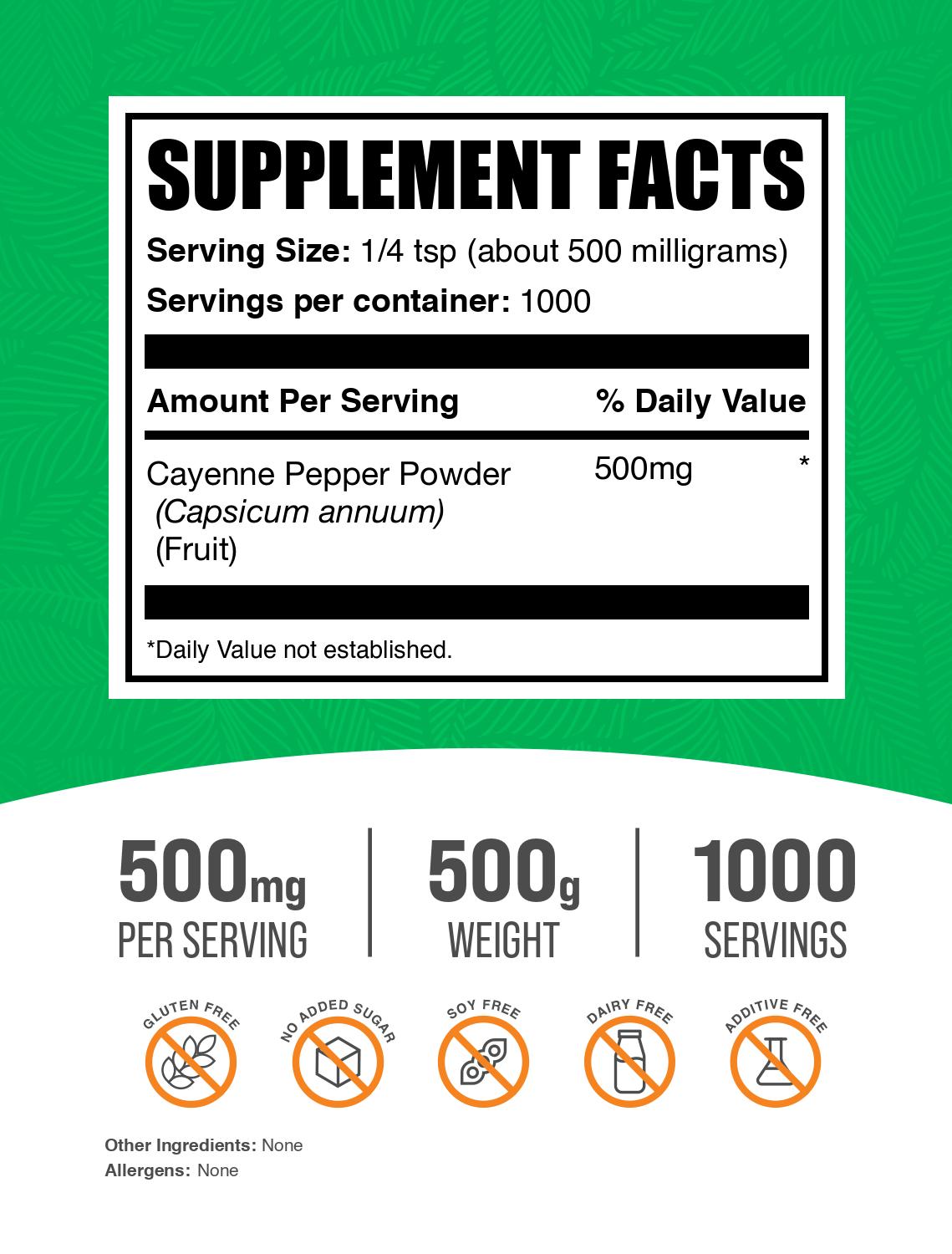 Cayenne pepper 40000 HU powder label 500g