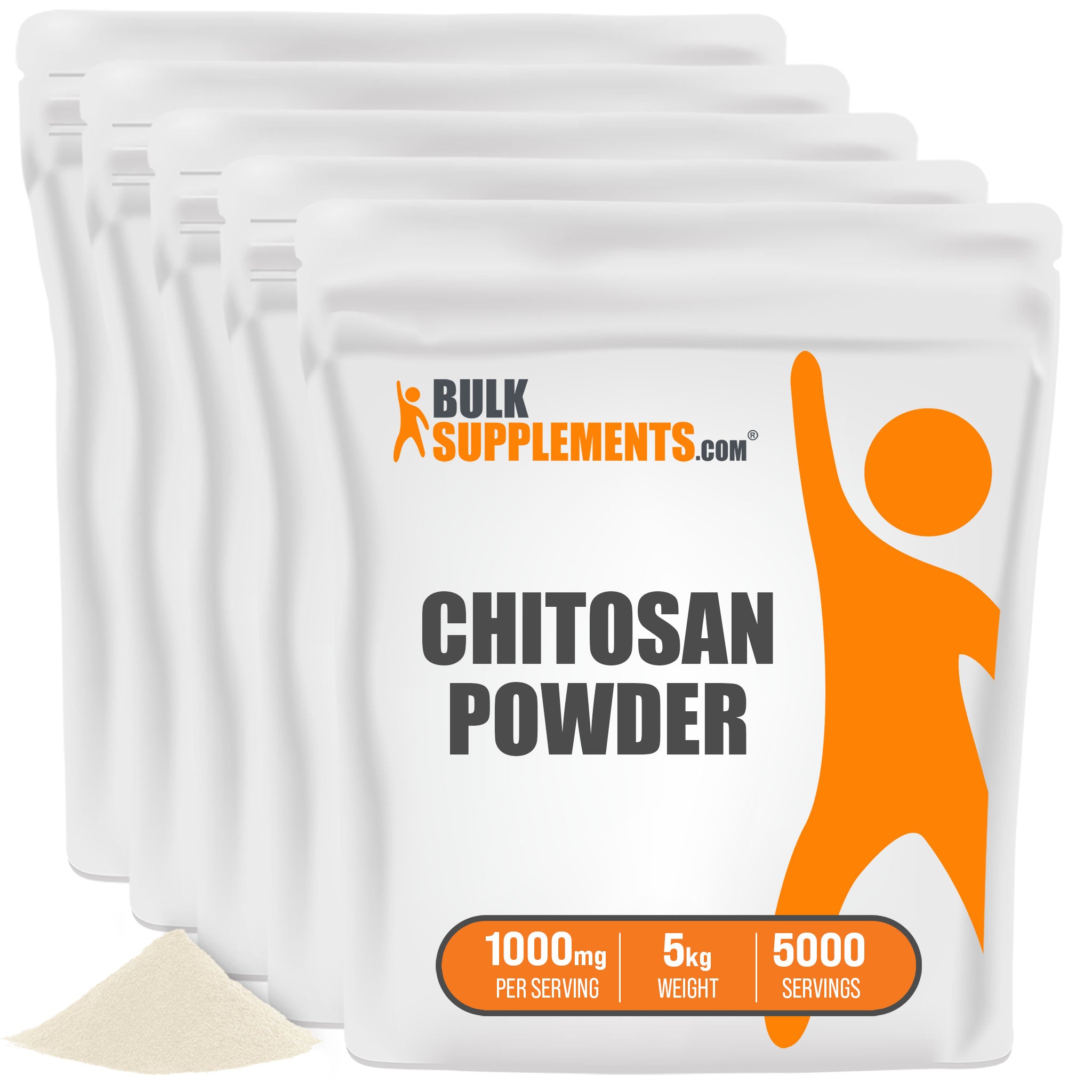 BulkSupplements Chitosan Powder 5 Kilograms set of 5 bags
