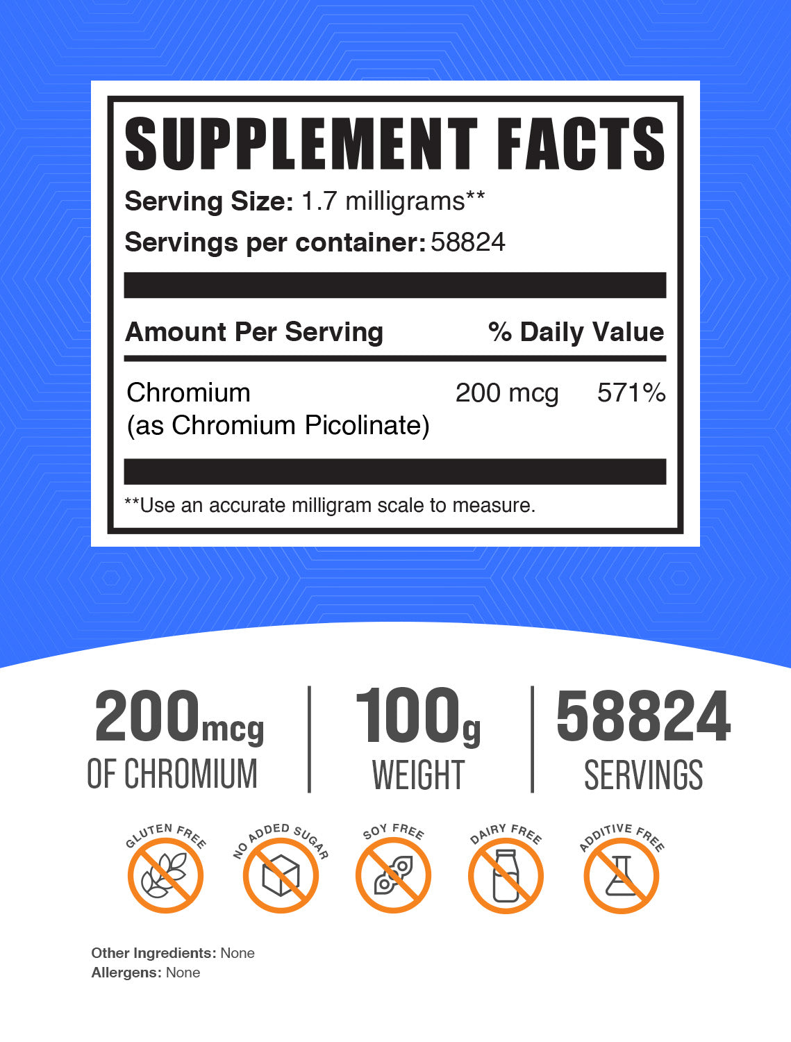 Chromium picolinate powder label 100g