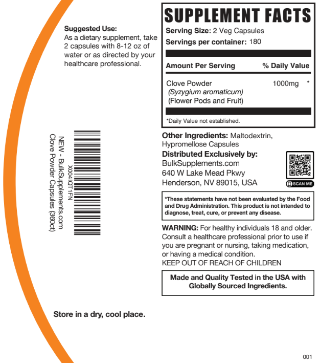 Clove Capsules 360ct 1000mg Plain Label
