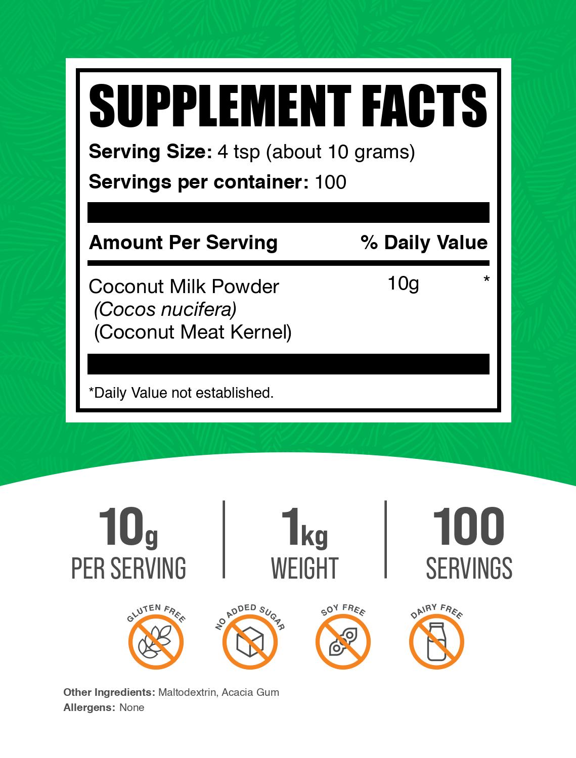Coconut milk powder label 1kg