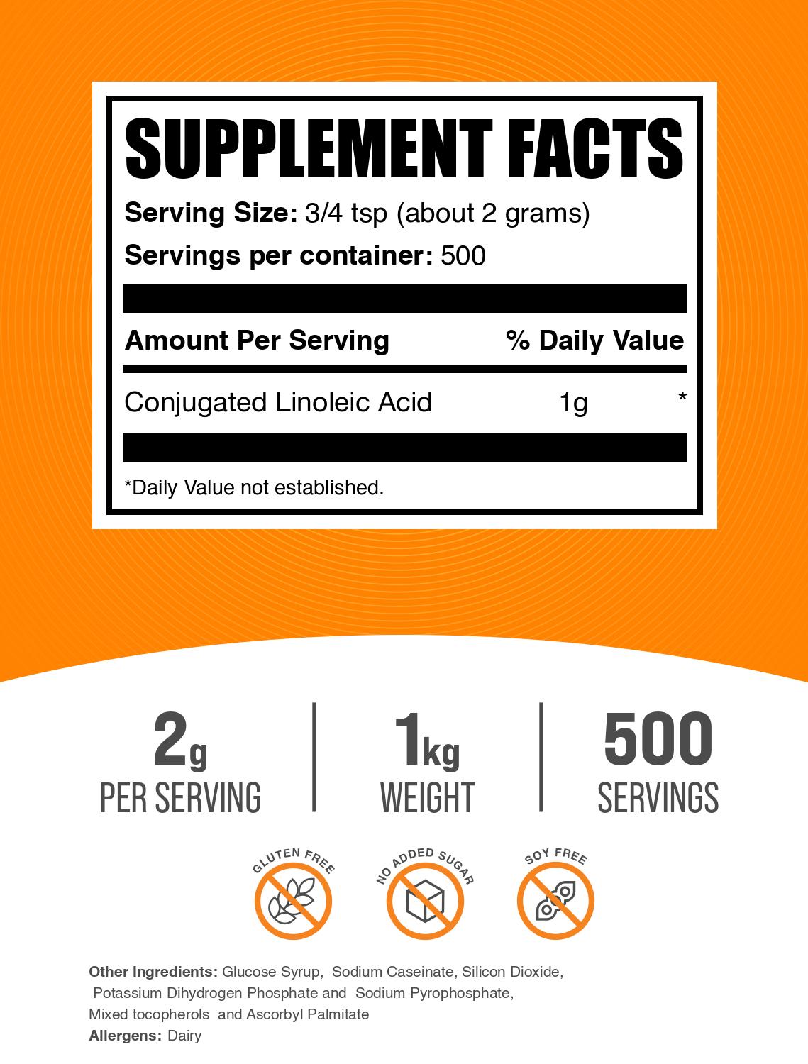 Conjugated Linoleic Acid (CLA) powder label 1kg