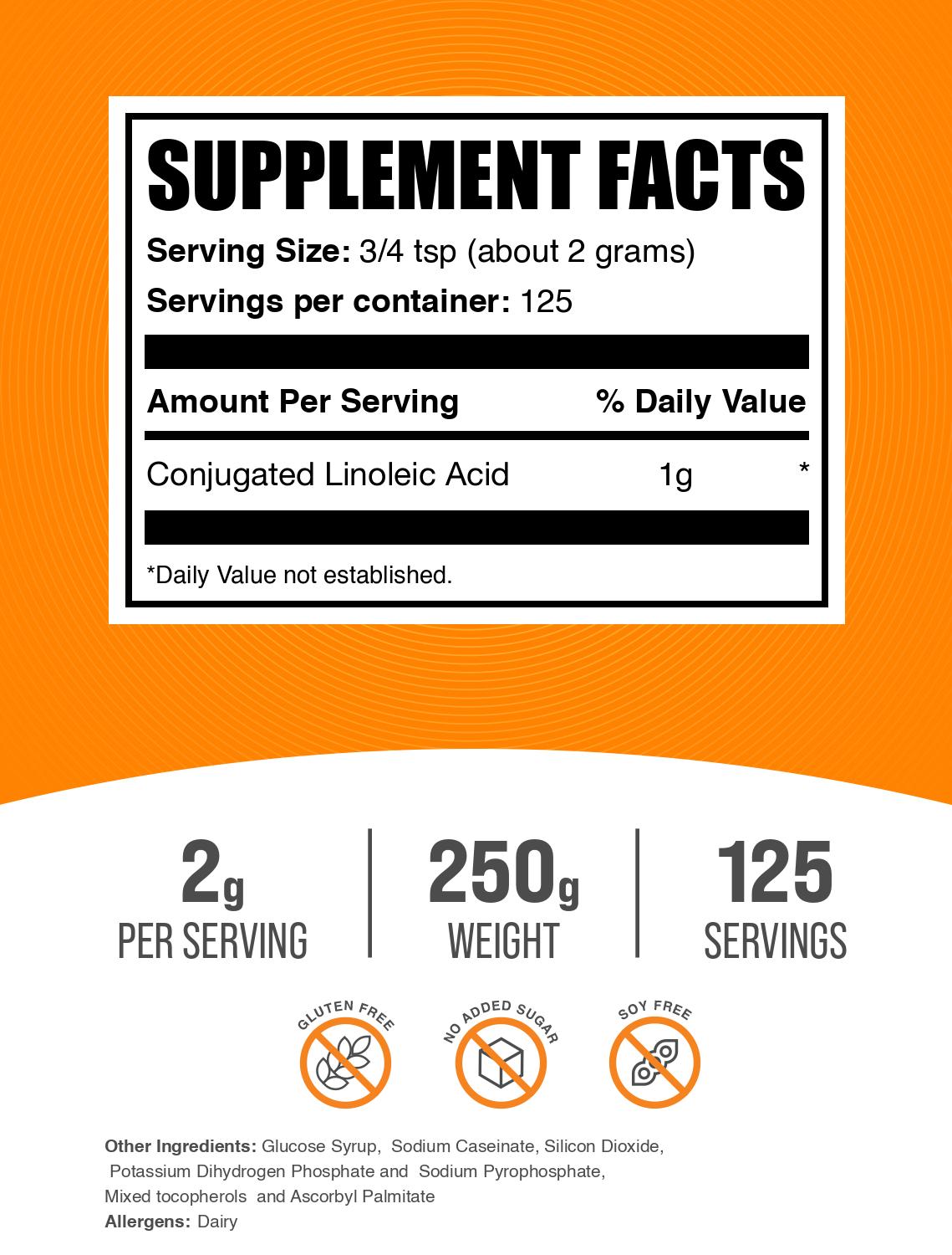 Conjugated Linoleic Acid (CLA) powder label 250g
