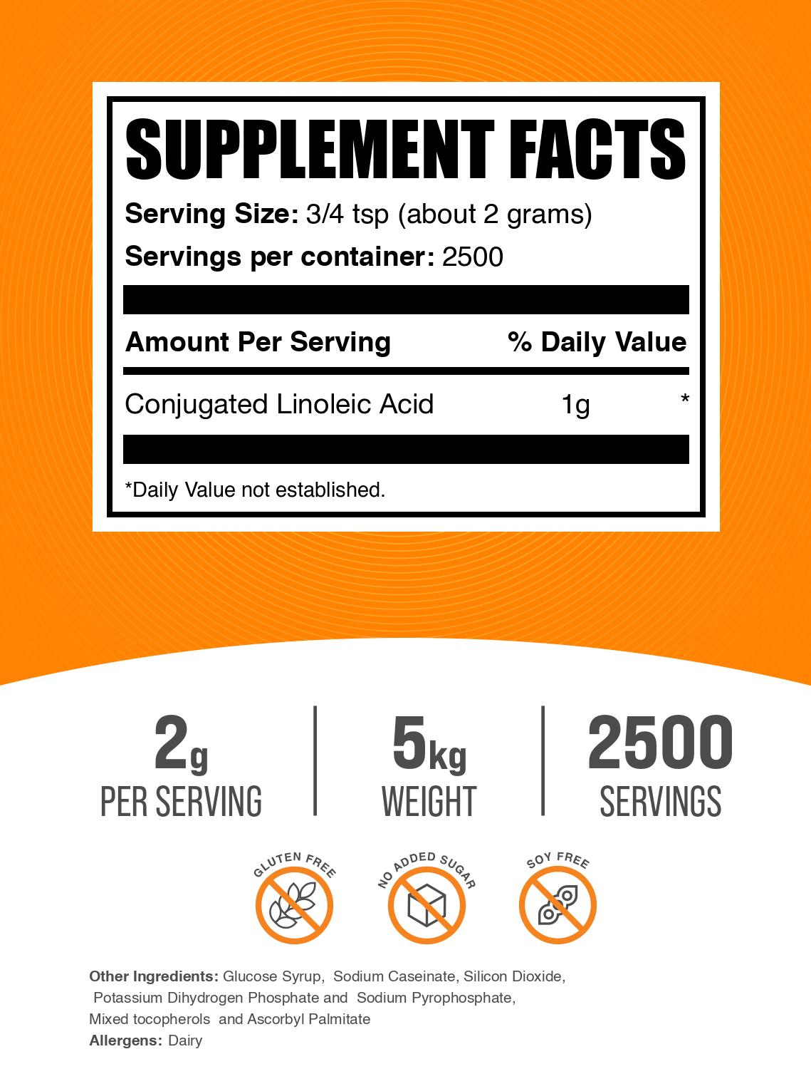 Conjugated Linoleic Acid (CLA) powder label 5kg