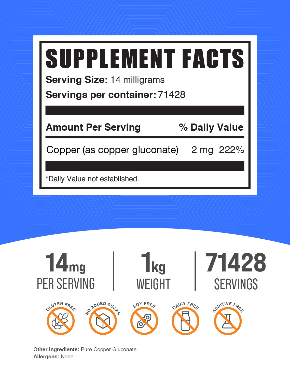 Copper gluconate 1kg Label