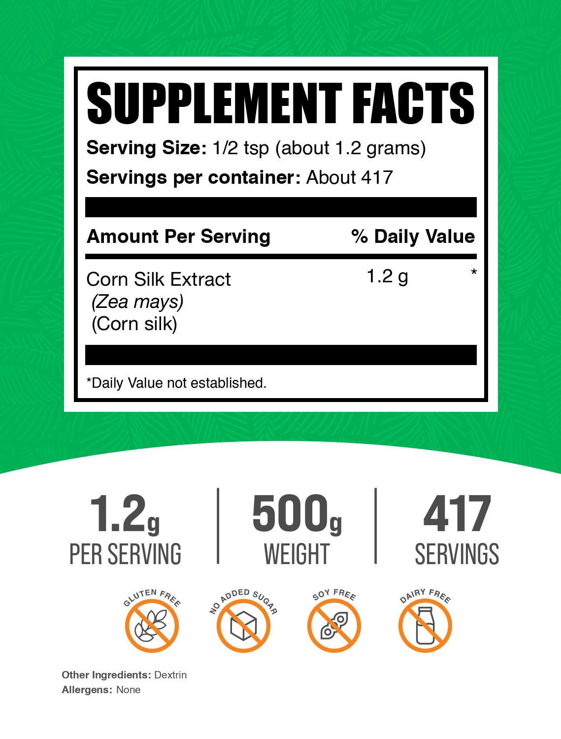 Corn silk extract powder label 500g