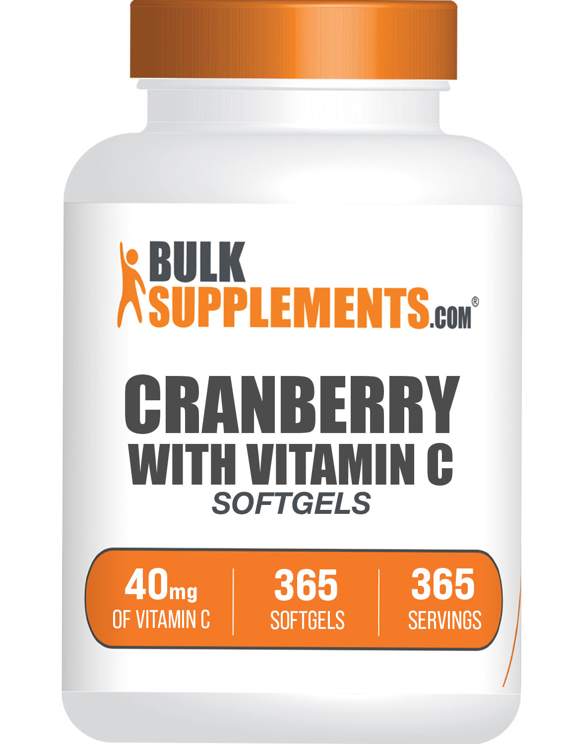 BulkSupplements.com Cranberry & Vitamin C 365 Softgels Bottle
